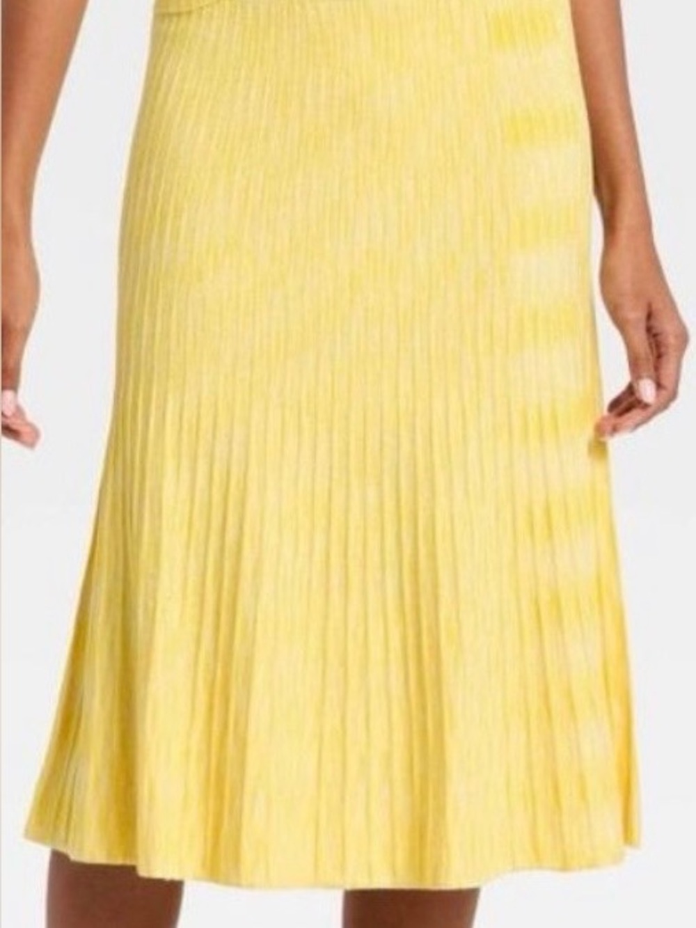 Yellow Pleated Midi Skirt - Women's